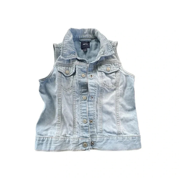 GAP || Girl's Denim Vest Light Wash Medium - Picture 1 of 6
